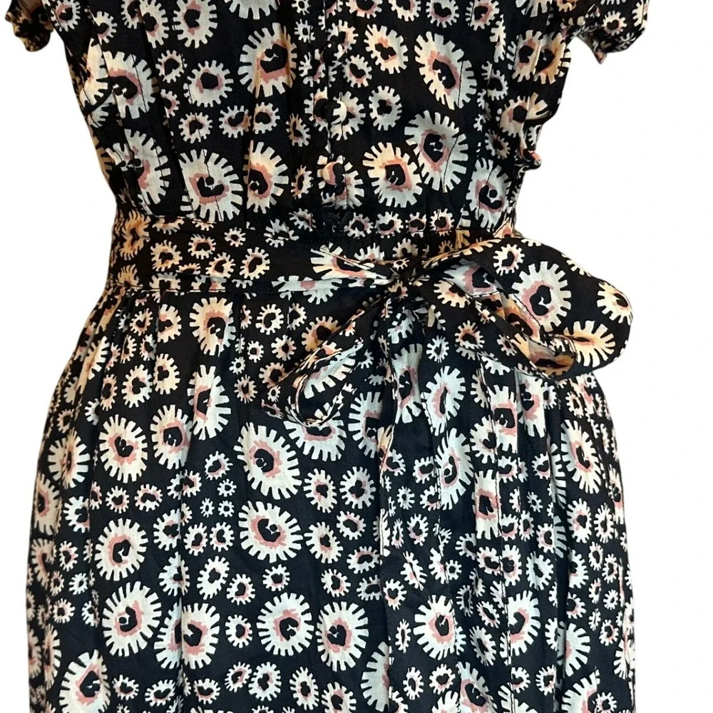 Outerknown Canyon Midi Dress Sz S Organic Cotton Pitch‎ Black Bramble Daisy Belt